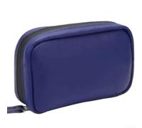Waterproof Pill Organiser A8 with 7 Coloured Compartments, Flexible Binder Style for Travel, Transparent PU and ABS Privacy Screen, Compact Case for Medicines and Vitamins (Deep Blue)