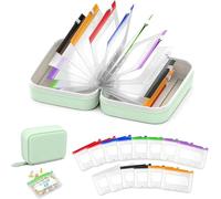 Waterproof Pill Pouch, A8 Pill Pouches for Travel with 14 Color Coded Refillable Bags, Portable Binder Design Zippered, Large Capacity Medication Organizer for Vitamins, Supplements (Green)