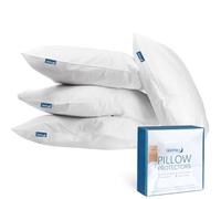 Waterproof Pillow Protector Standard Size Zippered 4 Pack 20 x 26 inch White Pillow Protector Feather Proof Pillow Covers Encasement Pillow Case White
