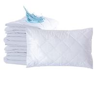 Waterproof Pillow Protectors 4 Pack Quilted Zipped Breathable Hypoallergenic Anti-Bacterial 100% Cotton Pillows Protection Covers - Hotel Quality 50 x 75cm White Pillowcases Pack of 4 (50x75 cm)