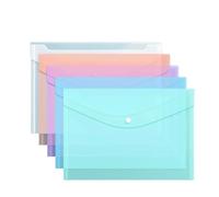 Waterproof Plastic Wallet 5/10pcs A4 File Bags Transparent Plastic Large-Capacity Waterproof Snap-on Type Test Paper Storage Supplies for Archives(5PCS CS)