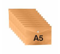 ( ) | Waterproof Poly Folders with Snap Closure | Filing Pouches for School, Office, Receipts Organisation (Orange)