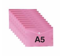 ( ) | Waterproof Poly Folders with Snap Closure | Filing Pouches for School, Office, Receipts Organisation (Pink)