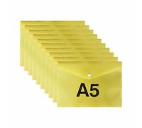 ( ) | Waterproof Poly Folders with Snap Closure | Filing Pouches for School, Office, Receipts Organisation (Yellow)