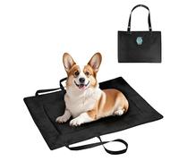 Waterproof Portable Dog Settle Mat, 80 x 60 CM Foldable Dog Travel Mat, Camping Dog Bed for Car Boot, Small Roll Up Pet Mat, Black