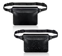 Waterproof Pouch Bag, 2 Pack Waterproof Waist Dry Bag Phone Case with Adjustable Strap for Beach, Diving, Swimming, Rafting, Boating, Camping, Hiking, Fishing - Black