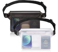 Waterproof Pouch with Waist Strap Beach Accessories Best Way to Keep Your Phone and Valuables Safe and Dry Perfect for Boating Swimming Snorkeling Kayaking Beach Pool Water Park 2Pack Black+White