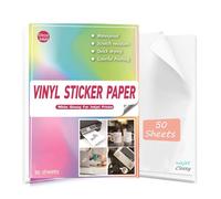 Waterproof Printable Vinyl Stickers Paper for Inkjet Printer- 50 Glossy Sticker Paper White Decal Cricut Sheets A4 - Holds Ink Beautifully & Dries Quickly