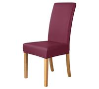 Waterproof PU Faux Leather Dining Chair Covers - Soft, Stretchable & Removable Oilproof Parson Chair Protectors for Kitchen & Dining Room - Set of 6, Red