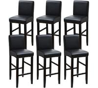 Waterproof PU Leather Bar Stool Covers Set of 6 Stretch Washable Slipcovers for Counter Stools & Pub Chairs - Black Dining Room & Cafe Essentials