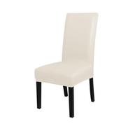 Waterproof PU Leather Chair CoversStretch Universal Dining Room Protector 2 Pcs White Slipcovers for Kitchen & Hotel Furniture Durable & Easy to Clean