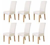 Waterproof PU Leather Dining Chair Covers - Oilproof Stretch High Back Slipcovers for Kitchen & Dining Room - 6PCS Protector Set for Easy Care & Modern Style