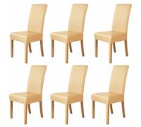 Waterproof PU Leather Dining Chair Covers Oilproof Stretch Slipcovers for High Back Kitchen Seats 6PCS Set Perfect Protector for Dining Room Furniture