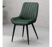 Waterproof PU Leather Dining Chairs Modern Accent Chairs with Metal Legs for Kitchen & Dining Room Stylish Green Side Chairs Farmhouse Furniture (Black Legs)