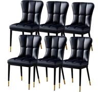 Waterproof PU Leather Dining Chairs Set of 6 Modern Black Kitchen Side Chairs with Durable Carbon Steel Legs for Stylish Home Decor