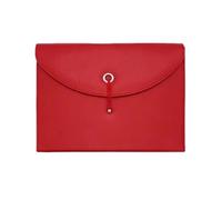 Waterproof PU Leather Document Bag 13 Pockets with Labels Expanding File Holder Portable Multifunctional A4 Files Briefcase for Business Interview and Meeting(Red)