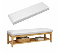 Waterproof PU Leather Garden Bench Cushion, Outdoor Non Slip Seat Pad with Ties, 50D High Density Foam, Removable & Easy Clean Cover, 200x40x5cm