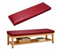 Waterproof PU Leather Garden Bench Cushion Outdoor Non Slip Seat Pad with Ties, 50D High Density Foam, Removable & Easy Clean Cover, 170x40x5cm