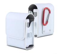 Waterproof PU Leather Golf Rangefinder Case with Carabiner | Double buckle and carabiner hook, shockproof protective bag with soft inner lining for golf carts or belts, for white