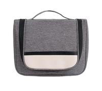 Waterproof PU Leather Standing Travel Makeup Bag, Small Cosmetic Bag with Compartments, Dry and Wet Separation, Flip-top Design, Embark on a Journey into the Unknown(Grey)