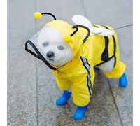 Waterproof Puppy Dog Raincoatsjacket with Hood for Small Medium Dogs Poncho with Reflective Strap Honey Bee Bear Dinosaur(Bee,S)
