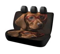 Waterproof Puppy Wearing Glasses Car Seat Cover Scratchproof Rear Seat Protector Universal Fit Bench Backseat Covers for Suvs Trucks Sedans Vans Pet Dog for Owners & Outdoor Enthusiasts Friendly