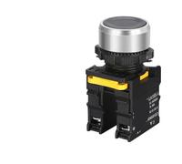 Waterproof push button switch instantaneous self-reset self-locking flat round head 22 mm power button switch 10A 1NO, 1NC, 1NO1NC red yellow blue green white black(Black,1NO,Momentary)