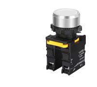 Waterproof push button switch instantaneous self-reset self-locking flat round head 22 mm power button switch 10A 1NO, 1NC, 1NO1NC red yellow blue green white black(WHITE,1NO1NC,Fixed)