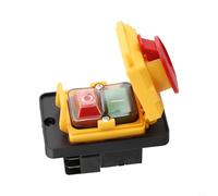 Waterproof Pushbutton Switch 6 Pins, 220V IP54 Rated Industrial Electromagnetic Switch for Lathe Machines Power On Off Control in Wet Environments