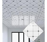 Waterproof PVC Ceiling Tiles - Self-Adhesive Panels for Easy Installation Perfect for Basement Kitchen Cafe Renovation Stylish and Moisture-Resistant