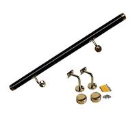Waterproof PVC il for Outdoor Steps & Indoor Stairs, Non-Slip Support Rail with Gold Wall Mount Brackets, Ideal for Elderly & Children (Black, 0.5m/1.6ft)
