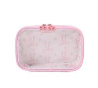 Waterproof PVC Makeup Bag with Decorative Bows Storage Holder for Daily Essential Clear Cosmetic Organiser See Through Beauty Accessory Bag