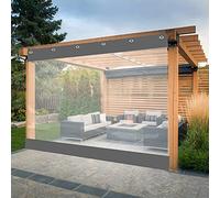 Waterproof PVC Outdoor Curtains for Pergola Gazebo & Patio - 500g/㎡ 1.9x2.5m Gray Shade Cover Transparent Weather-Resistant Privacy Protection