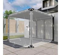 Waterproof Pvc Pergola Side Panels,1.5m 2m 2.3m 2.5m 3m Heavy-Duty Waterproof Clear Tarpaulin,Rain Protection Tarp Cover,Reinforced Eyelets,White-2.6x2.6m/8.5x8.5ft