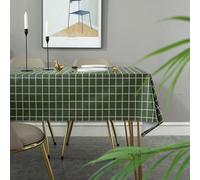 Waterproof PVC Tablecloth 80x120cm Rectangular Green Checkered Design Stain-Resistant Perfect for Dining Table Party Outdoor Events