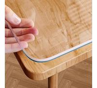 Waterproof PVC Tablecloth Protector Wipeable Transparent Dining Desk Pad Frosted Design Table Cover for Home Kitchen Table Protector for Everyday Use