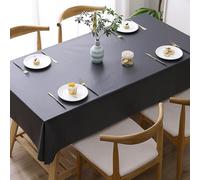 Waterproof PVC Tablecloth Rectangular Round Solid Color Oilproof & Anti-Scald Reusable Non-Washable 47.2x70.9in Perfect for Restaurant Terrace Party - Black