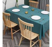Waterproof PVC Tablecloth with Clips Stain-Resistant Washable Ideal for Dining Room Garden Parties Weddings Home Use (Blue 140x180cm)