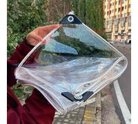 Waterproof PVC Tarpaulin 0.35mm Clear Vinyl Cover with Eyelets Anti Aging Soft Glass Tarp for Outdoor Garden Gazebo Balcony Custom Size 3.6m x 4m