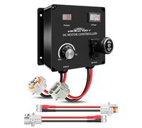 Waterproof PWM Controller, DC 12-48V 35A Motor Speed Controller, with Forward-Reverse Switch & Voltmeter & 2 PCS Extension Wires, Variable Speed Controller for Boat Trolling Motor DC Brushed Motor