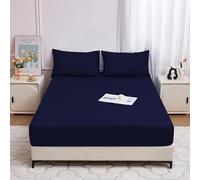 Waterproof Quilted Bed Covers Solid Colour Dustproof Fully Encased Brushed Fitted Sheet Non-slip Elastic Bed Sheets,F,200x220cm(79x87inch)