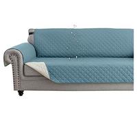 Waterproof Quilted Sofa Cover for 1/2/3/4 Seater - Soft Washable Non-Slip Couch Slipcover Pet-Proof Fur-Resistant Protector - Gray Blue Ideal for Homes with Pets