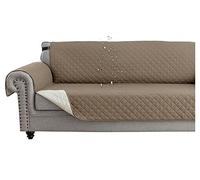 Waterproof Quilted Sofa Cover - Soft Washable Slipcover for 1-4 Seater Couches Non-Slip Elastic Thick Fur Pet Protector - Brown Size Reversible