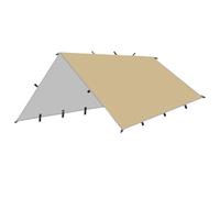 Waterproof Rain Fly Tarp - Lightweight Outdoor Camping Tent Shelter with 19 Hang Points, 6 Ropes, 6 Pegs, 2 Poles for Survival & Hiking