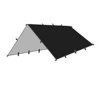 Waterproof Rain Fly Tarp Lightweight Outdoor Camping Tent Shelter with 19 Hang Points 6 Ropes 6 Pegs 2 Poles Sunshade for Survival & Hiking (Black)