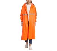 Waterproof Rain Jacket Adult, Unisex Durable Work Raincoat Long for Outdoor Activities Emergency Commute Everyday with Pocket Orange XXL