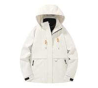 Waterproof Rain Jacket Waterproof Windproof Rigid Breathable Foldable for Hiking and Trekking Solid Color, khaki, XL