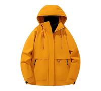 Waterproof Rain Jacket Waterproof Windproof Rigid Breathable Foldable for Hiking and Trekking Solid Color, orange, XL