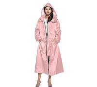 Waterproof Rain Jacket Women, Ladies Durable Raincoat Long for Outdoor Activities Camping Hiking Commute Everyday with Pockets Pink M