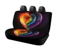 Waterproof Rainbow Striped Heart Car Seat Cover Scratchproof Rear Seat Protector Universal Fit Bench Backseat Covers for Suvs Trucks Sedans Vans Pet Dog for Owners & Outdoor Enthusiasts Friendly
